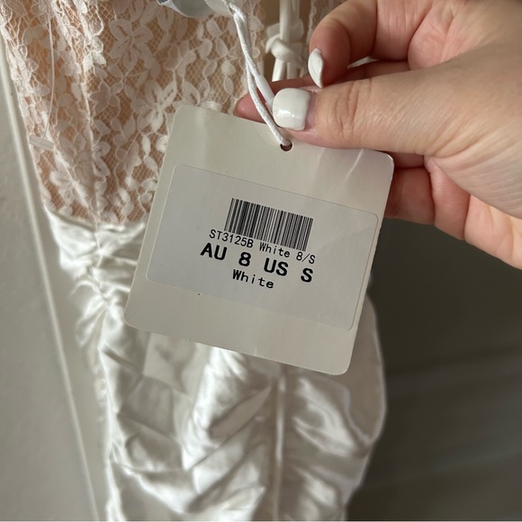 NWT Selfie Leslie Golden Era Lace Cowl Neck Ruched Mini Dress - Picture 6 of 6